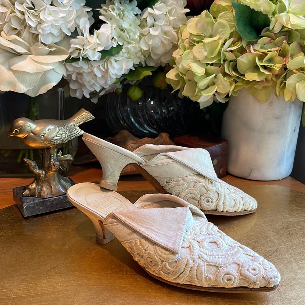 Emma Hope’s Shoes Brocade, Embroidered and Silk Heeled Mules